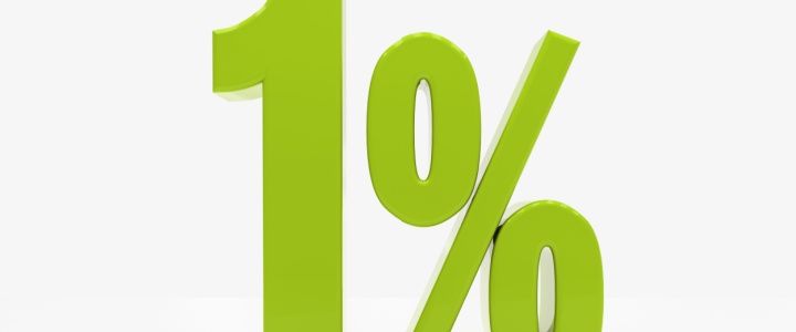 “1%” rendered in 3D characters