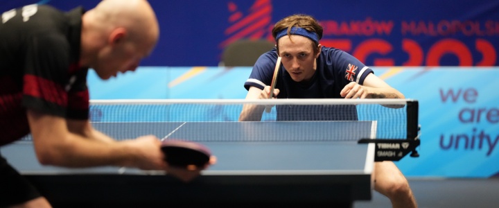 Liam Pitchford, England Table Tennis pro, in competition at the European Games 2023
